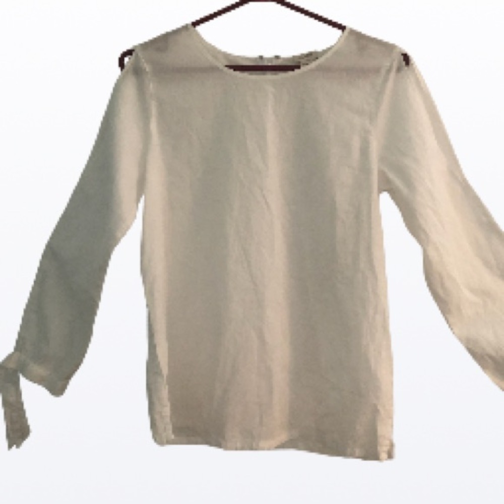 J Crew Sheer Cold Shoulder White PTP 18” Cotton  Blouse